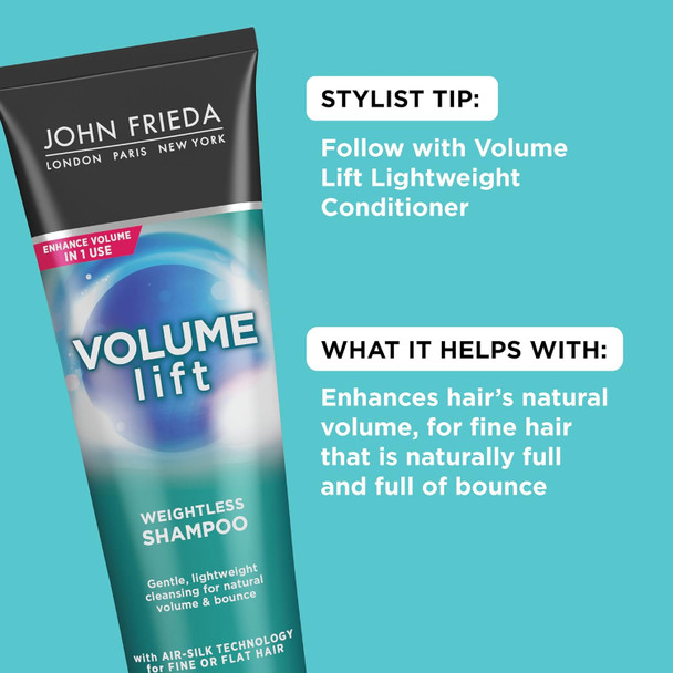 John Frieda Volume Lift Lightweight Shampoo For Natural Fullness 8.45 Ounces Safe For Color-Treated Hair Volumizing Shampoo For Fine Or Flat Hair