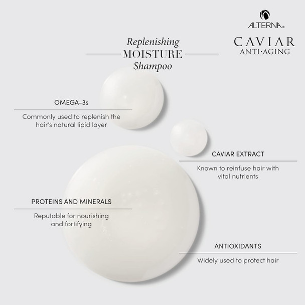 Alterna Caviar Anti-Aging Replenishing Moisture Shampoo And Conditioner Standard Set 8.5Oz Each | Protects Restores & Hydrates | Sulfate Free