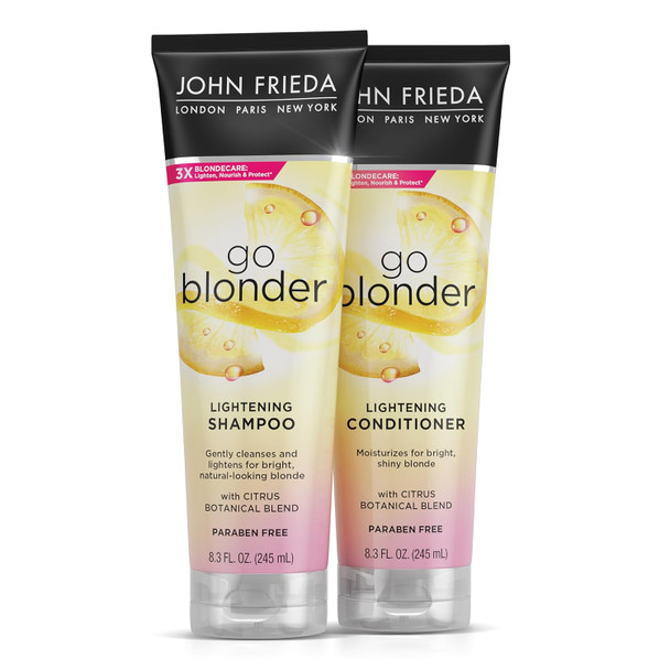 John Frieda Sheer Blonde Go Blonder Shampoo And Conditioner Set For Blonde Hair Lightening Shampoo And Conditioner With Citrus And Chamomile Featuring Our Blondmend Technology 8.3 Oz (2 Pack)