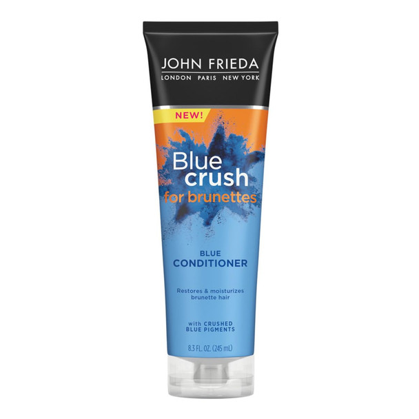 John Frieda Blue Crush For Brunettes Blue Conditioner 8.3 Fl Ounces Moisturization For Color Treated And Natural Brunette Hair