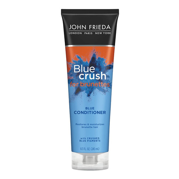 John Frieda Blue Crush For Brunettes Blue Conditioner 8.3 Fl Ounces Moisturization For Color Treated And Natural Brunette Hair
