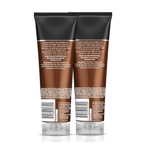 John Frieda Brilliant Brunette Color Protecting Conditioner For Maintaining Color Treated Hair Anti-Fade Conditioner 2-8.45 Oz