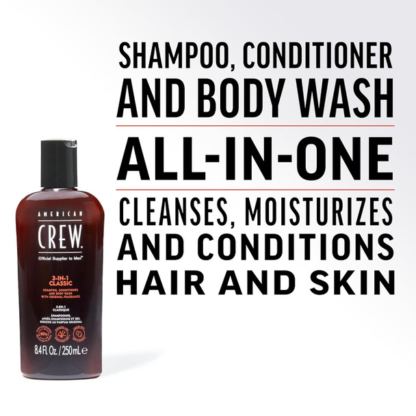 American Crew Shampoo Conditioner & Body Wash For Men 3-In-1 33.8 Fl Oz Men'S Hair Forming Cream Like Hair Gel With Medium Hold & Medium Shine 3 Oz (Pack Of 1)