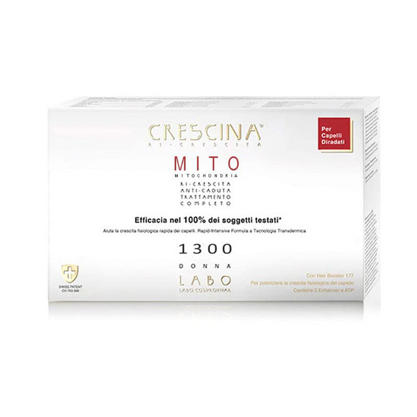 Crescina Transdermic Mito Re-Growth And Anti-Hair Loss Double Treatment For Thinning Hair 1300 Women 20 Vials (10+10)