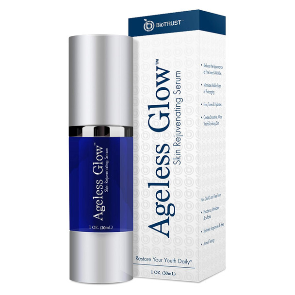 Biotrust Ageless Glow Anti Aging Moisturizer Skin Brightening Serum With Vitamin C And Hyaluronic Acid Plant-Based Naturally Derived Facial Serum (1 Fl Oz.)