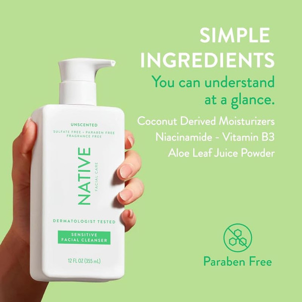 Native Sensitive Face Wash Spa Day Every Day Facial Cleanswer (2 Pack) | Daily Face Cleanerwith Aloe And Vitamin B3 Unscented 12 Fl Oz Native Sensitive Face Wash Spa Day Every Day Facial Cleanswer (2 Pack) | Daily Face Cleanerwith Aloe And Vitamin B3 Unscented 12 Fl Oz