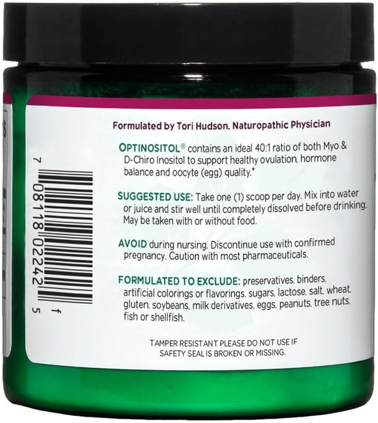 Vitanica Optinositol Dr Formulated Myo-Inositol & D-Chiro Inositol Powder 4100 mg 30 Day Supply Ovulation and Fertility Support Supplement for Women Gluten Non-GMO Vegan 4.4 Ounce