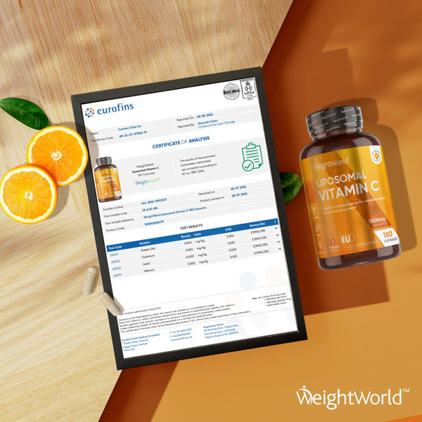‎Weightworld Liposomal Vitamin C Capsules 1000mg - 180 Vegan Capsules (3 Month Supply) - High Strength Ascorbic Acid with Rosehip Extract - Lypospheric Vitamin C - Liposomal VIT C Supplement - Non-GMO