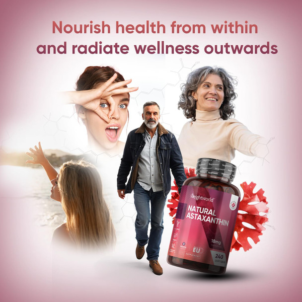 ‎Weightworld Vegan Astaxanthin Supplements - High Strength 18mg - 8 Months Supply (240 Softgels) - Natural & Active Astaxanthin from Haematococcus Pluvialis Algae - Allergen- & Highly Bioavailable