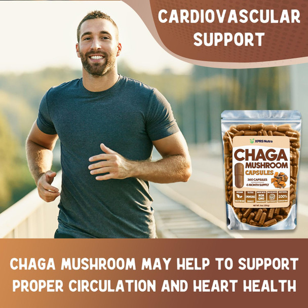 Xprs Nutra Chaga Mushroom Capsules - Premium USDA Chaga Mushrooms Capsules- Encapsulated Chaga Mushroom Powder for an Immunity Boost - Vegan Friendly Superfood for Chaga Tea and Beverages - 360 Count