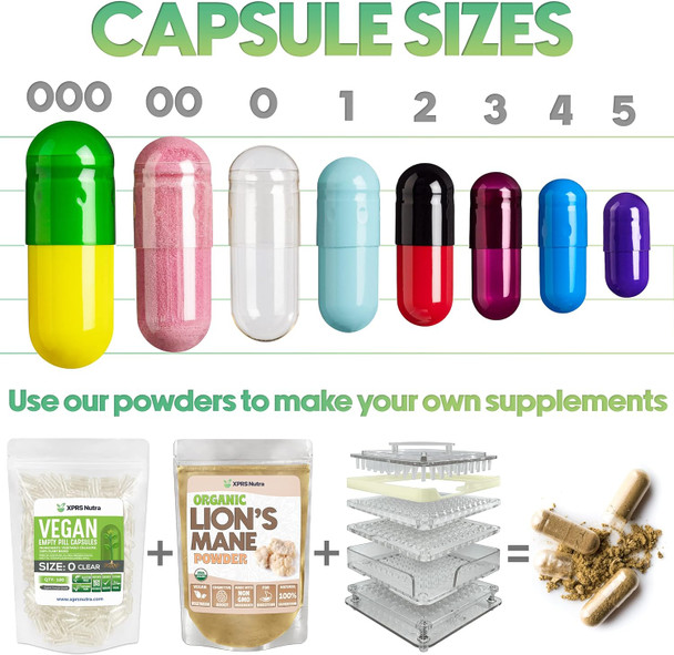 Xprs Nutra Size 0 Empty Capsules - 100 Clear Count Empty Vegan Capsules - Vegetarian Empty Pill Capsules - DIY Vegetable Capsule Filling -Veggie Pills
