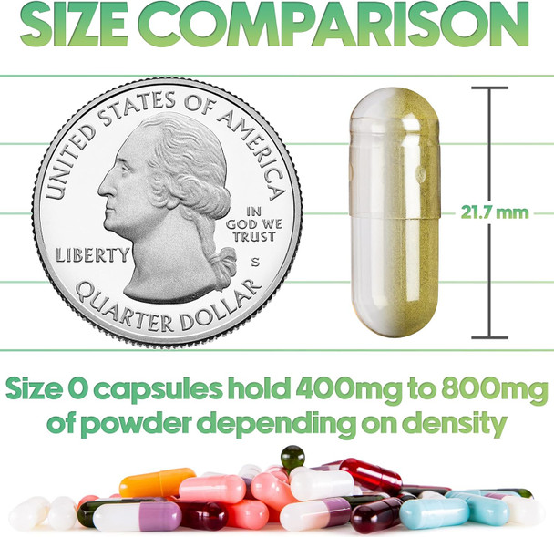 Xprs Nutra Size 0 Empty Capsules - 100 Count Clear Enteric Coated Empty Gelatin Capsules - Delayed Release Pill Capsules - DIY Capsule Filling - Pure Bovine Empty Enteric Capsules Gel Caps