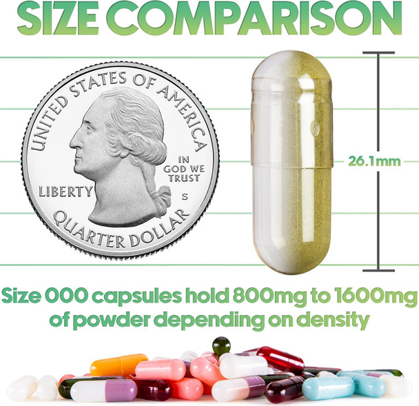 Xprs Nutra Size 000 Empty Capsules - 1000 Count Empty Gelatin Capsules - Empty Pill Capsules - DIY Supplement Capsule Filling - Fillable Color Gel Caps Pills (Green/Yellow)