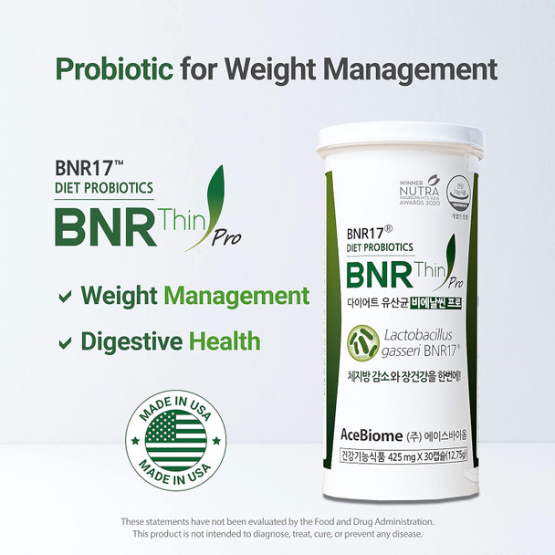 Acebiome BNRThin Pro Probiotic Lactobacillus Gasseri BNR17 10 Billion CFU d Digestive Health 30 Capsules x 2 Packs