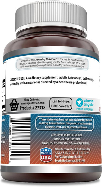 Amazing Nutrition Formulas Calcium with Vitamin D3 Supplement | 250 Tablets | Non-GMO | Gluten | Made in USA
