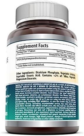 Amazing Nutrition Formulas DHEA Supplement  25 Mg per Serving  240 Tablets  Non-GMO  Gluten  Made in USA