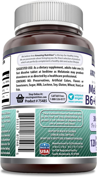 Amazing Nutrition Formulas Melatonin with Vitamin B6 + L-Theanine Supplement | 30 Mg Per Serving | Mixed Berry Flavor | 120 Tablets | Non-GMO | Gluten | Made in USA