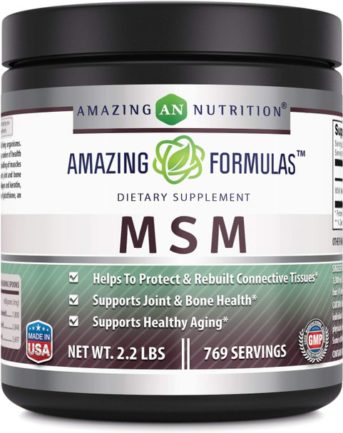 Amazing Nutrition Formulas MSM (Methylsulfonylmethane) Supplement | 1300 Mg Per Serving | 2.2 Lbs.Jar | Unflavored