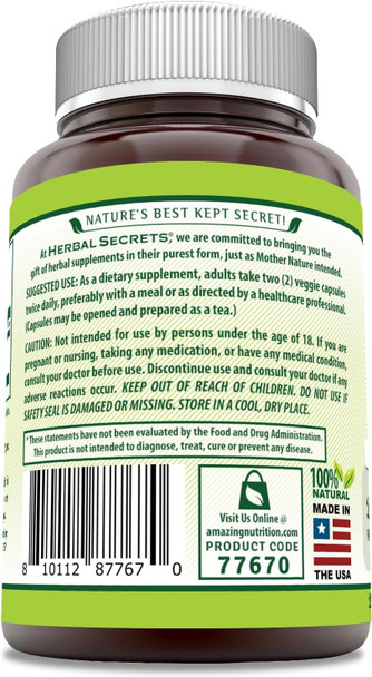 Amazing Nutrition Herbal Secrets Green Tea Extract 1000 Mg per Serving | Veggie Capsules Supplement | Non-GMO | Gluten- | Made in USA (1 Pack 120 Count)