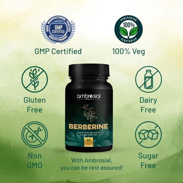 ‎Ambrosial Ambrosial Berberine 60 Veg Capsules (Pack of 1-60 Capsules)