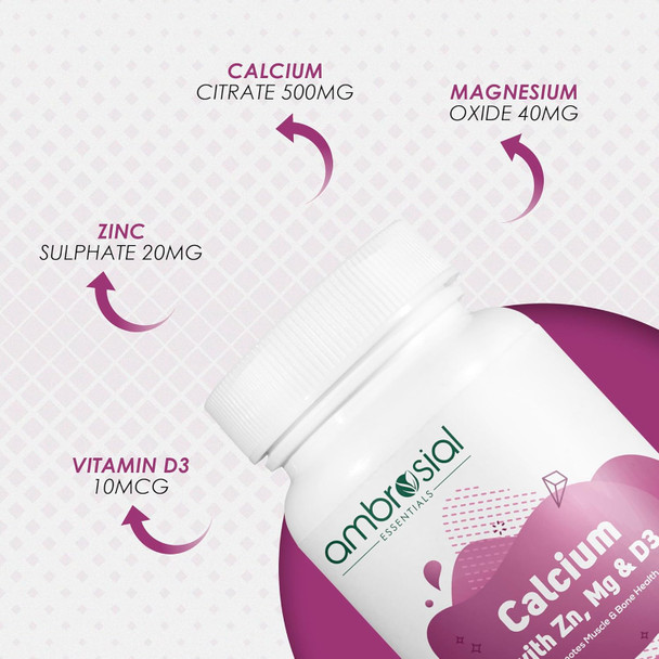 ‎Ambrosial Ambrosial Cal with Zn Mg & D3 60 Softgels (Pack of 2-120 Softgels)