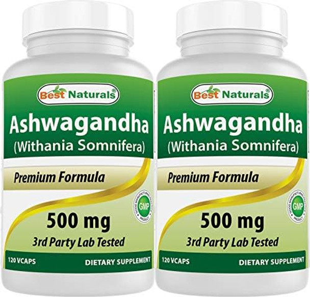 Best Naturals 2 Pack Ashwagandha Capsules For Relaxing Stress And Mood 500 Mg 120 Count (Total 240 Capsules) Best Naturals 2 Pack Ashwagandha Capsules For Relaxing Stress And Mood 500 Mg 120 Count (Total 240 Capsules)