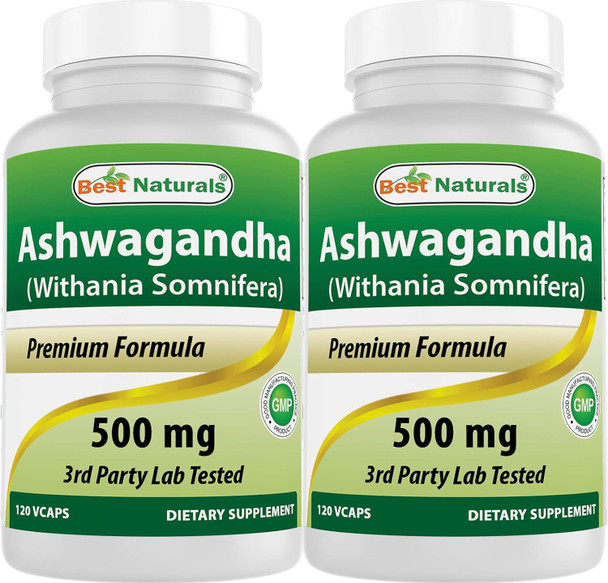 Best Naturals 2 Pack Ashwagandha Capsules For Relaxing Stress And Mood 500 Mg 120 Count (Total 240 Capsules) Best Naturals 2 Pack Ashwagandha Capsules For Relaxing Stress And Mood 500 Mg 120 Count (Total 240 Capsules)