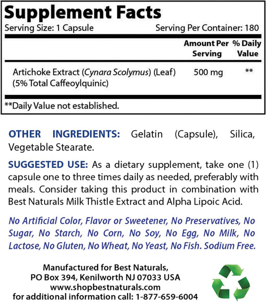 Best Naturals Artichoke Extract 10000 mg & Magnesium Glycinate 425 mg