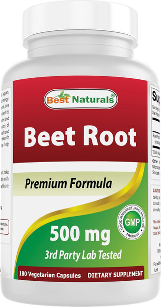 Best Naturals Beet Root Powder 500 Mg Capsules 180 Count