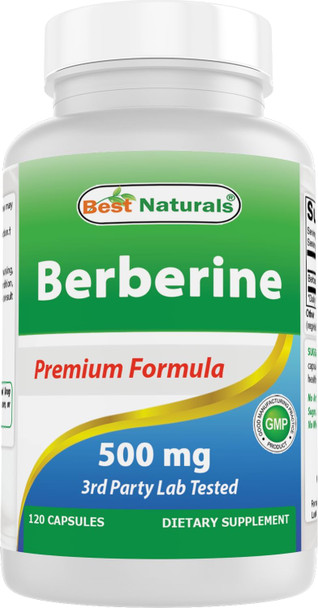 Best Naturals Berberine 500mg 120 Capsules - Supports Immune Function Cardiovascular & Gastrointestinal Function (120 Count (Pack of 1))