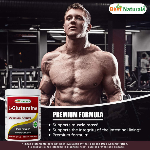 Best Naturals L-Glutamine Pure Powder 1 LB (1 LB (Pack of 3))