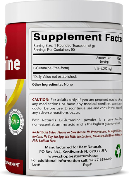 Best Naturals L-Glutamine Pure Powder 1 LB (1 LB (Pack of 3))