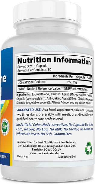Best Naturals L-Glutathione 250 mg 60 Capsules