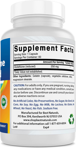 Best Naturals L-Glutathione 250 mg 60 Capsules