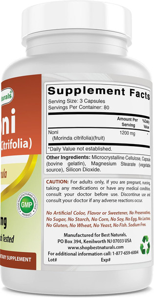 Best Naturals Noni 400 mg 240 Capsules