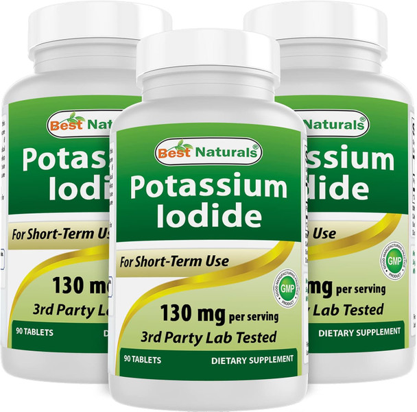 Best Naturals Potassium Iodide 130 mg per Serving - Dietary Supplement 90 Tablets (3)