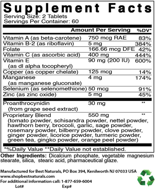Best Naturals Super Antioxidant Formula 120 Tablets