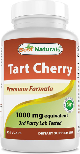 Best Naturals Tart Cherry Extract 1000 mg (Non-GMO) Veggie Capsules - Promotes Healthy Uric Acid levels within normal range Healthy Joint Function & Promotes Healthy Sleep Cycle 120 Count