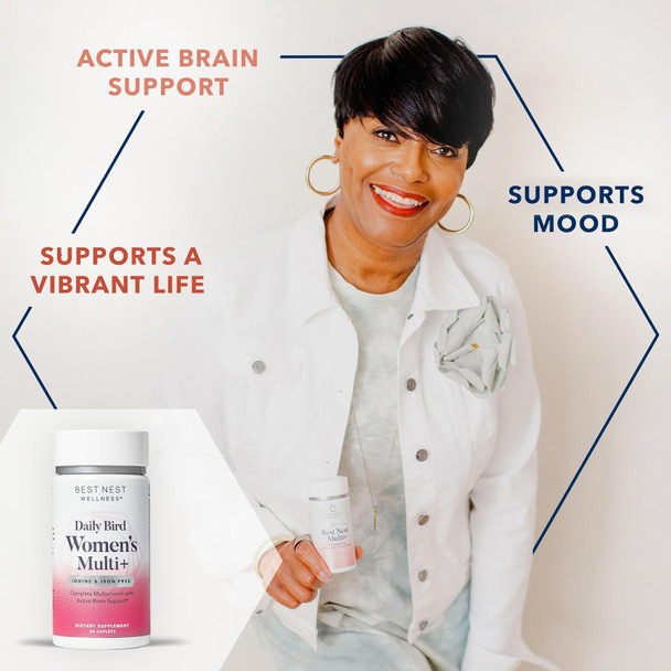 Best Nest Wellness Women's Multivitamin with B12 Iodine & Iron Organic Blend Vegan Once Daily Methylated Vitamins 50 Women Multivitamin 30Ct