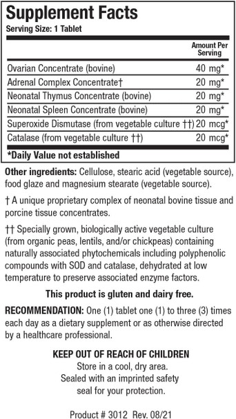 Biotics Research Cytozyme F Female Support Formula Supports Endocrine Function Glandular Health Women’s Health Potent Antioxidant Activity SOD Catalase. 60 Tablets