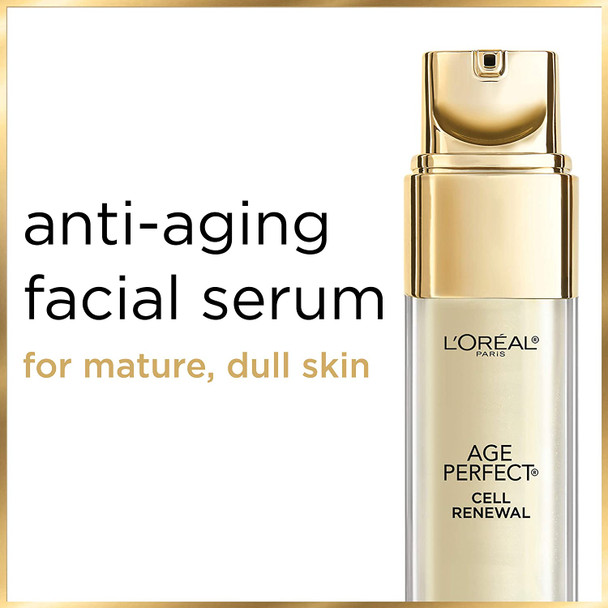 Skincare Age Perfect Cell Renewal Golden Face Serum, Anti-Aging Serum to Refine, Exfoliate and Replump Mature Dull Skin, 1 fl. oz.