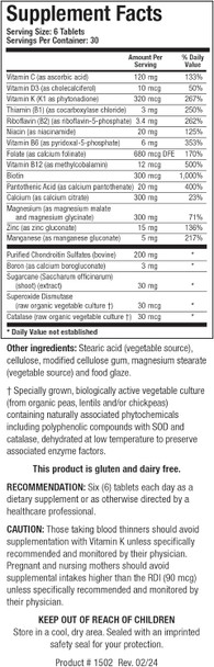 Biotics Research Osteo B II Optimal Bone Health Support Healthy Aging CaMg Easy to Swallow Tablet Purified Chondroitin Sulfates. 180 Tabs