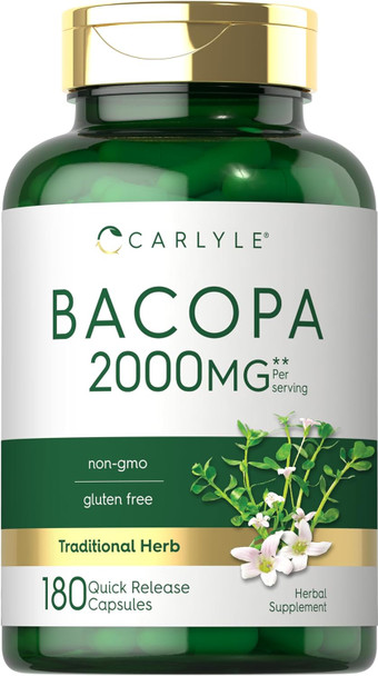 Carlyle Bacopa Monnieri Capsules | 180 Capsules | Gluten Supplement