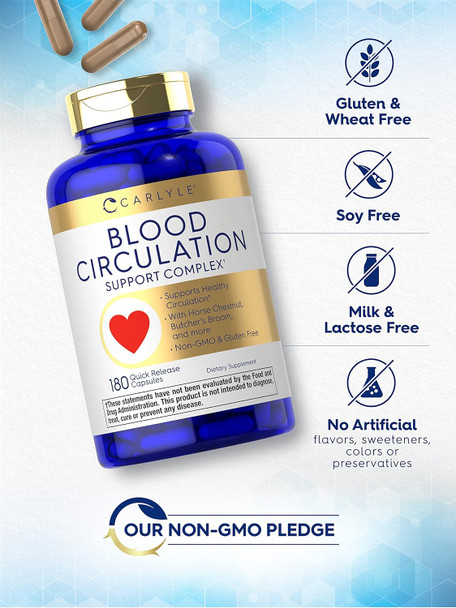 Carlyle Blood Circulation Supplement | 180 Capsules | Supports Healthy Circulation | Non-GMO Gluten