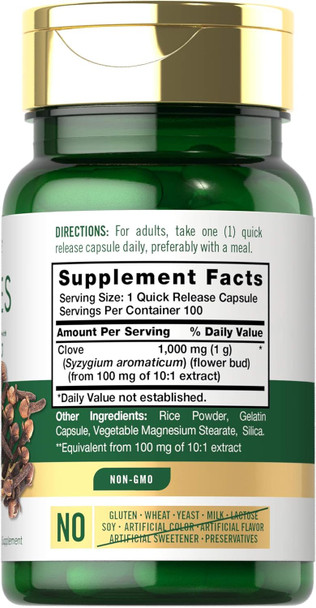 Carlyle Cloves Supplement | 1000mg | 100 Capsules | Non-GMO Gluten
