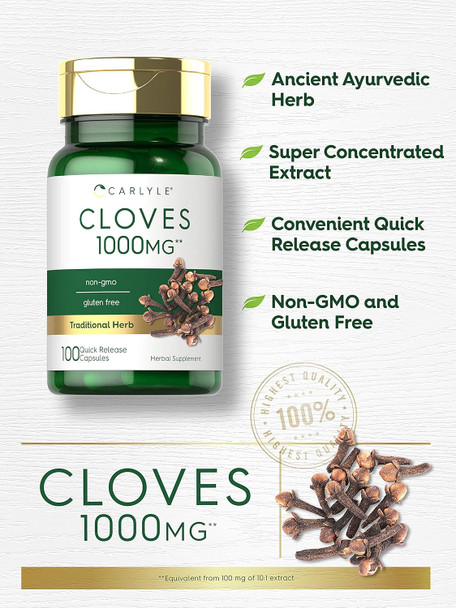 Carlyle Cloves Supplement | 1000mg | 100 Capsules | Non-GMO Gluten