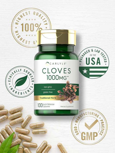 Carlyle Cloves Supplement | 1000mg | 100 Capsules | Non-GMO Gluten