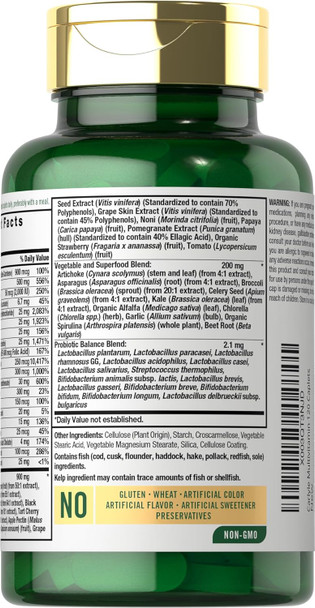 Carlyle Fruits and Veggies Supplement | 120 Count | Superfood Multivitamin with Probiotics | Made with 20 Fruits and Vegetables | Non-GMO & Gluten Supplement