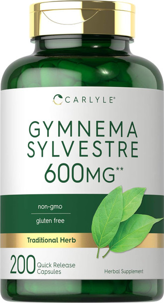 Carlyle Gymnema Sylvestre Capsules | 600mg | 200 Count | Non-GMO and Gluten Supplement