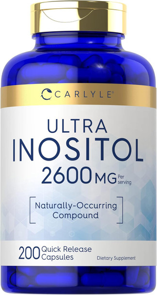 Carlyle Inositol Supplement | 2600mg Capsules | 200 Count | Non-GMO Gluten Myo-Inositol Supplement